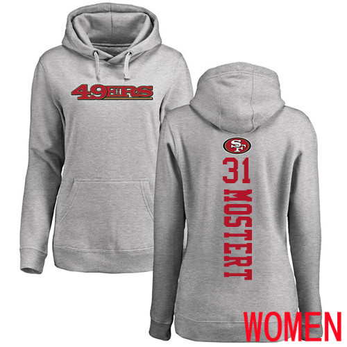 San Francisco 49ers Ash Women Raheem Mostert Backer #31 Pullover NFL Hoodie Sweatshirts